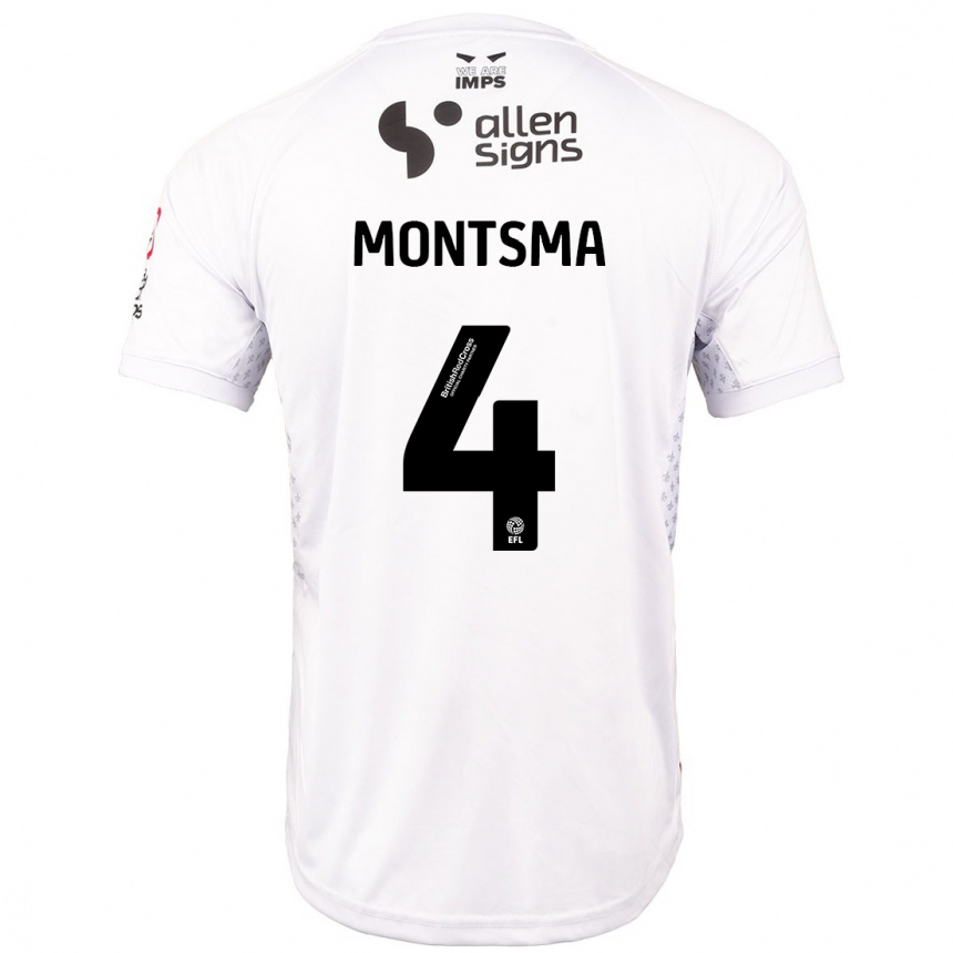 Vaikiškas Lewis Montsma #4 Raudona Balta Išvykos Marškinėliai 2024/25 T-Shirt