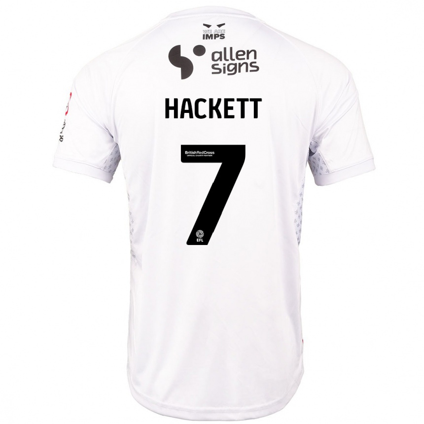 Vaikiškas Reeco Hackett #7 Raudona Balta Išvykos Marškinėliai 2024/25 T-Shirt