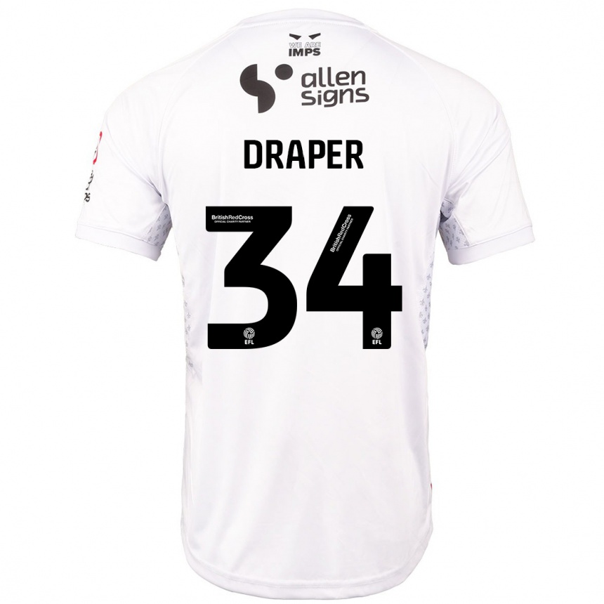 Vaikiškas Freddie Draper #34 Raudona Balta Išvykos Marškinėliai 2024/25 T-Shirt