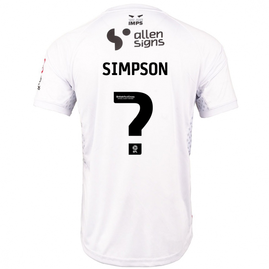 Vaikiškas John Simpson #0 Raudona Balta Išvykos Marškinėliai 2024/25 T-Shirt