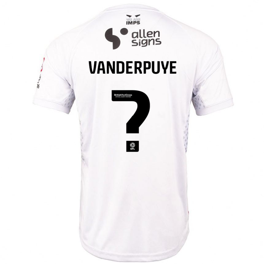 Vaikiškas Daniel Vanderpuye #0 Raudona Balta Išvykos Marškinėliai 2024/25 T-Shirt