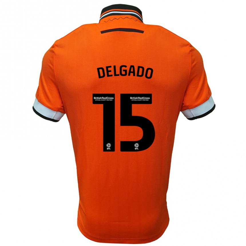 Vaikiškas Juan Delgado #15 Oranžinė Balta Išvykos Marškinėliai 2024/25 T-Shirt