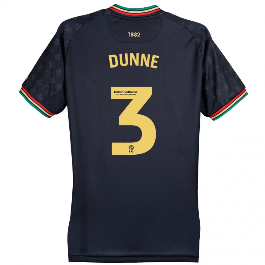 Vaikiškas Jimmy Dunne #3 Tamsiai Tamsiai Mėlyna Išvykos Marškinėliai 2024/25 T-Shirt