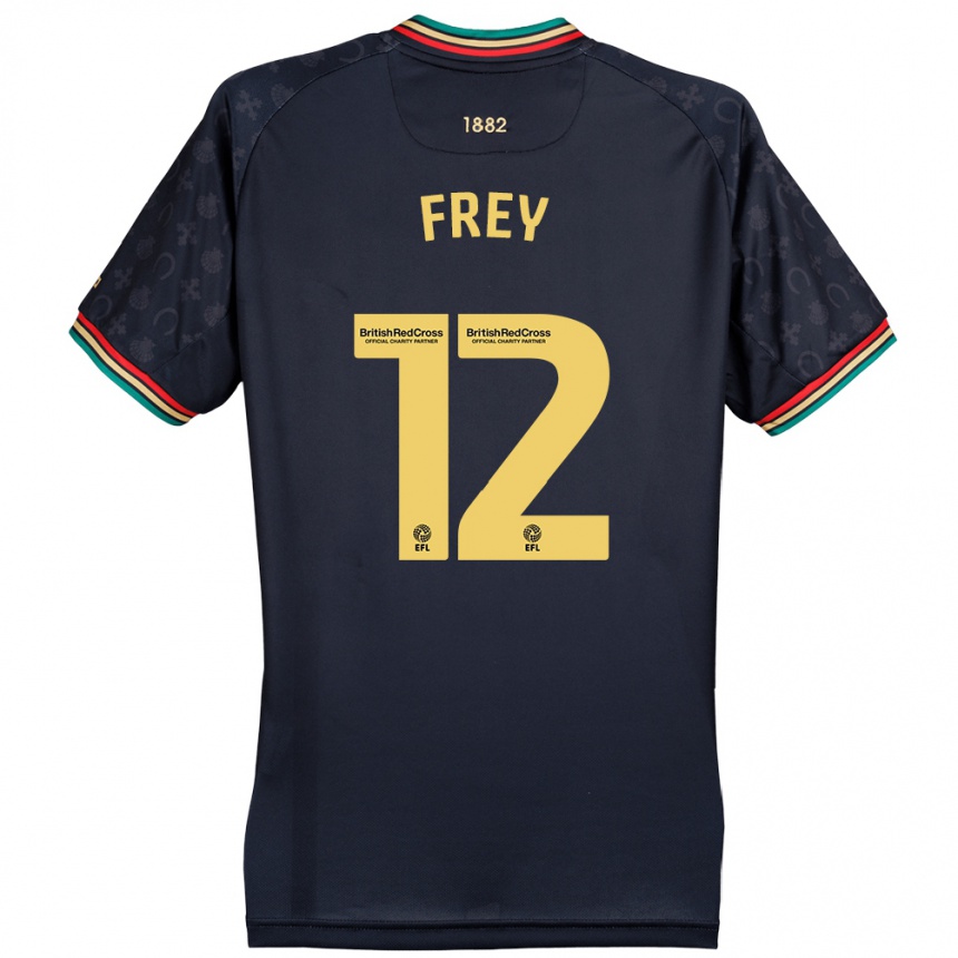 Vaikiškas Michael Frey #12 Tamsiai Tamsiai Mėlyna Išvykos Marškinėliai 2024/25 T-Shirt