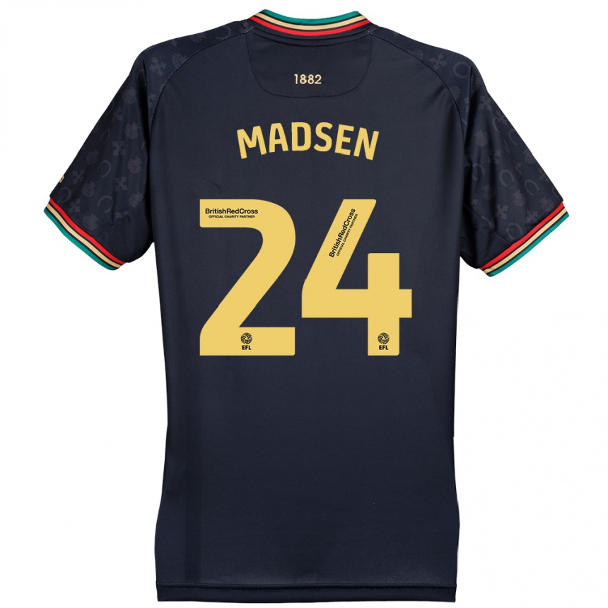 Vaikiškas Nicolas Madsen #24 Tamsiai Tamsiai Mėlyna Išvykos Marškinėliai 2024/25 T-Shirt