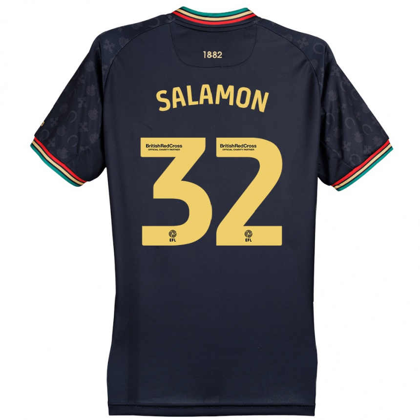 Vaikiškas Matteo Salamon #32 Tamsiai Tamsiai Mėlyna Išvykos Marškinėliai 2024/25 T-Shirt