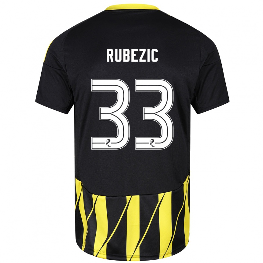 Vaikiškas Slobodan Rubezic #33 Juoda Geltona Išvykos Marškinėliai 2024/25 T-Shirt