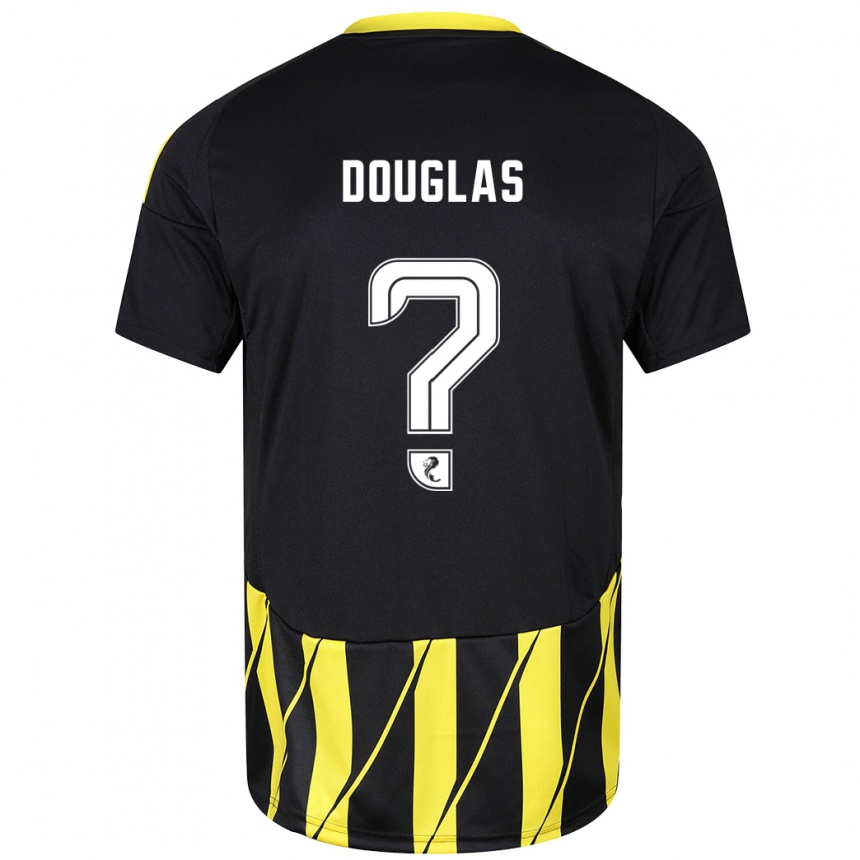 Vaikiškas Connor Douglas #0 Juoda Geltona Išvykos Marškinėliai 2024/25 T-Shirt