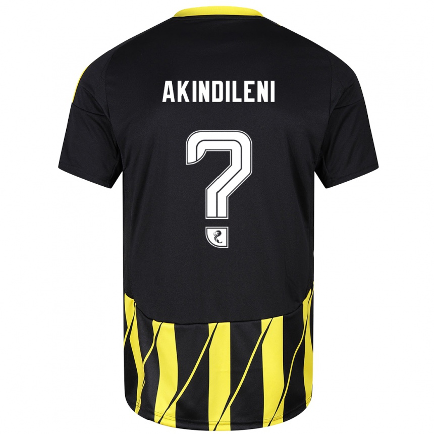 Vaikiškas Timothy Akindileni #0 Juoda Geltona Išvykos Marškinėliai 2024/25 T-Shirt