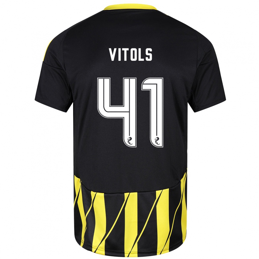 Vaikiškas Rodrigo Vitols #41 Juoda Geltona Išvykos Marškinėliai 2024/25 T-Shirt