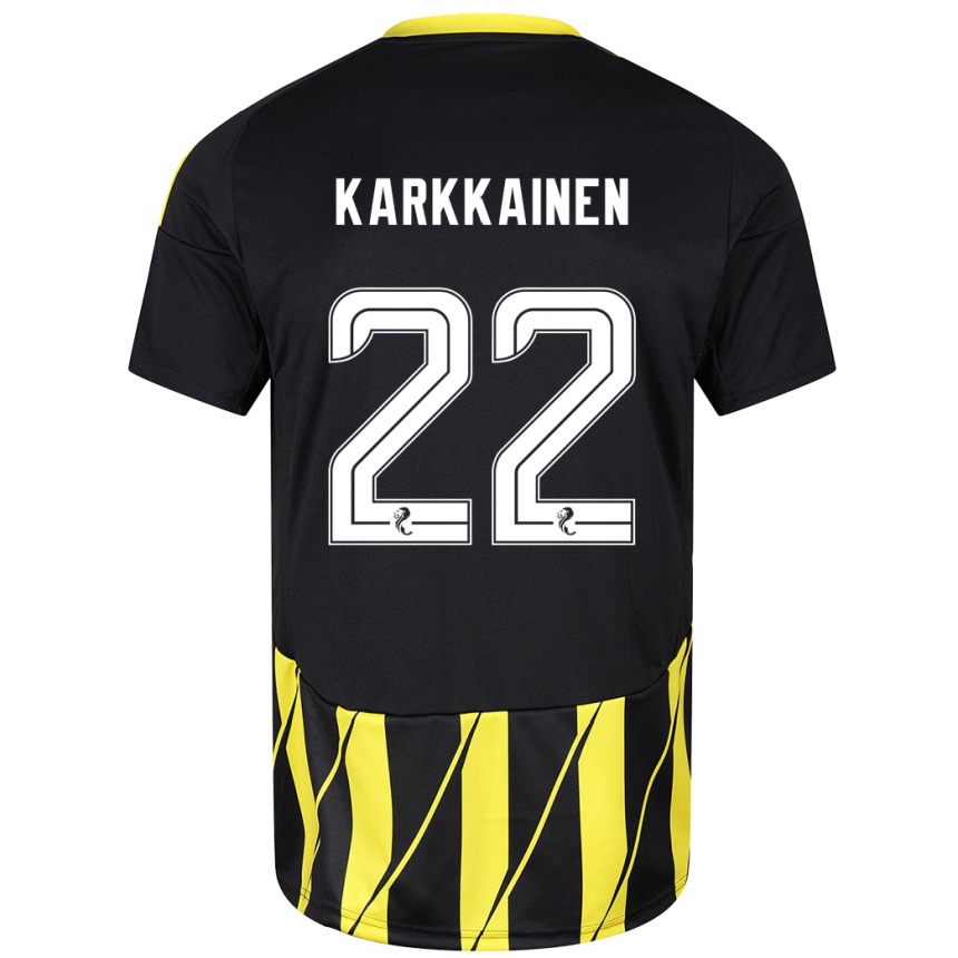 Vaikiškas Elena Kärkkäinen #22 Juoda Geltona Išvykos Marškinėliai 2024/25 T-Shirt