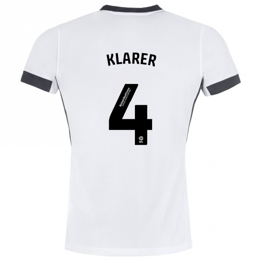 Vaikiškas Christoph Klarer #4 Balta Juoda Išvykos Marškinėliai 2024/25 T-Shirt