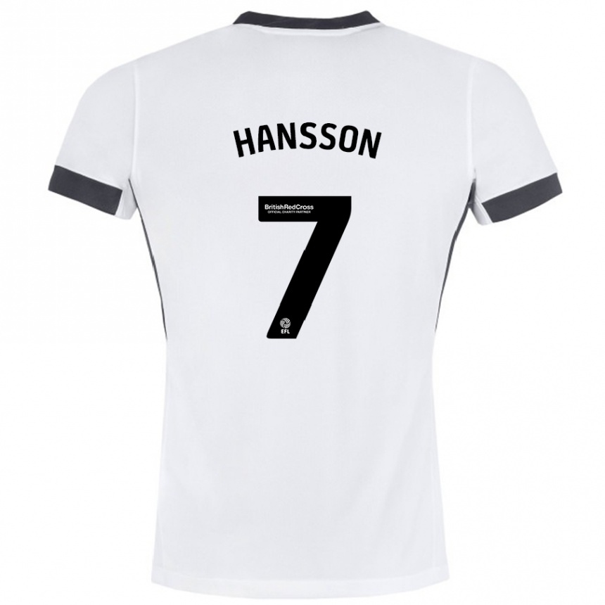 Vaikiškas Emil Hansson #7 Balta Juoda Išvykos Marškinėliai 2024/25 T-Shirt