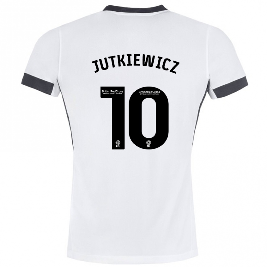 Vaikiškas Lukas Jutkiewicz #10 Balta Juoda Išvykos Marškinėliai 2024/25 T-Shirt