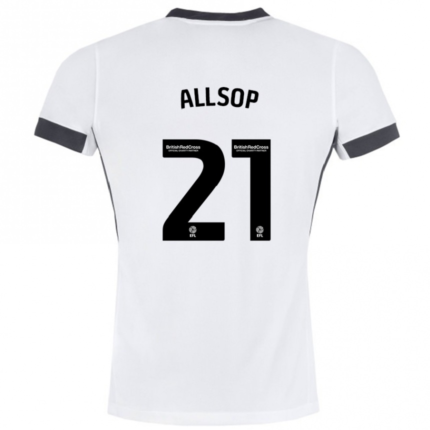 Vaikiškas Ryan Allsop #21 Balta Juoda Išvykos Marškinėliai 2024/25 T-Shirt