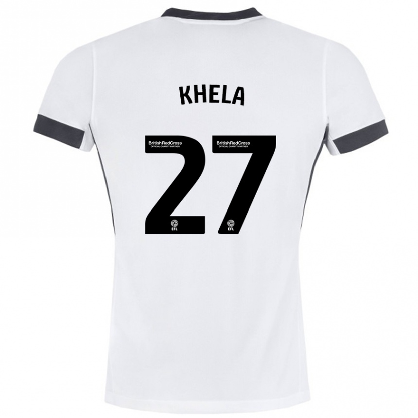 Vaikiškas Brandon Khela #27 Balta Juoda Išvykos Marškinėliai 2024/25 T-Shirt