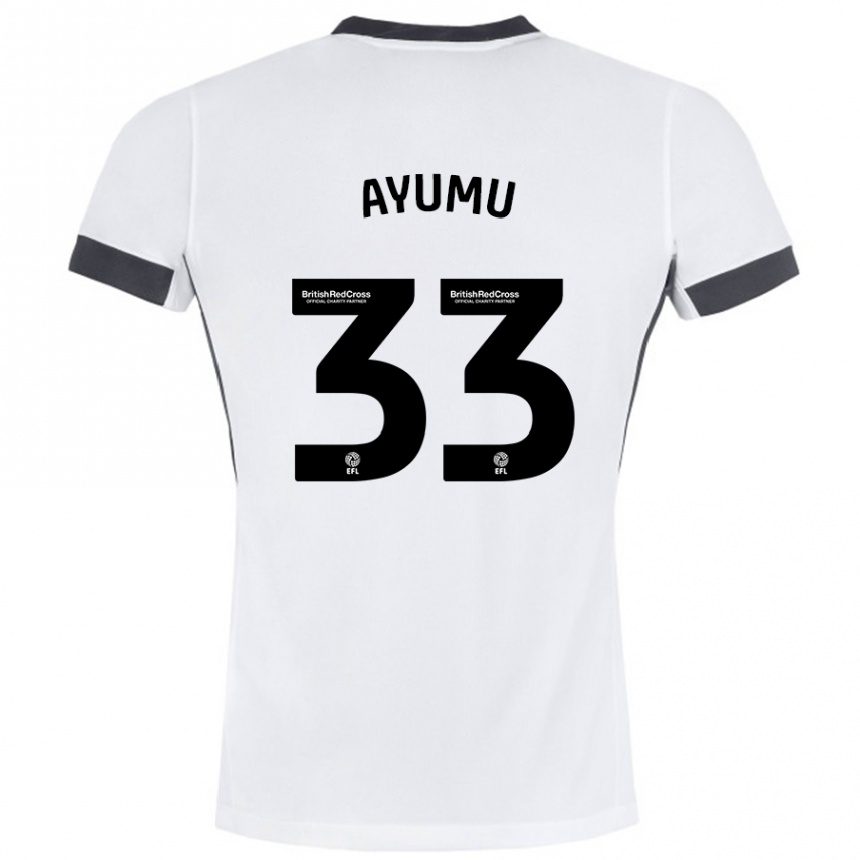 Vaikiškas Ayumu Yokoyama #33 Balta Juoda Išvykos Marškinėliai 2024/25 T-Shirt