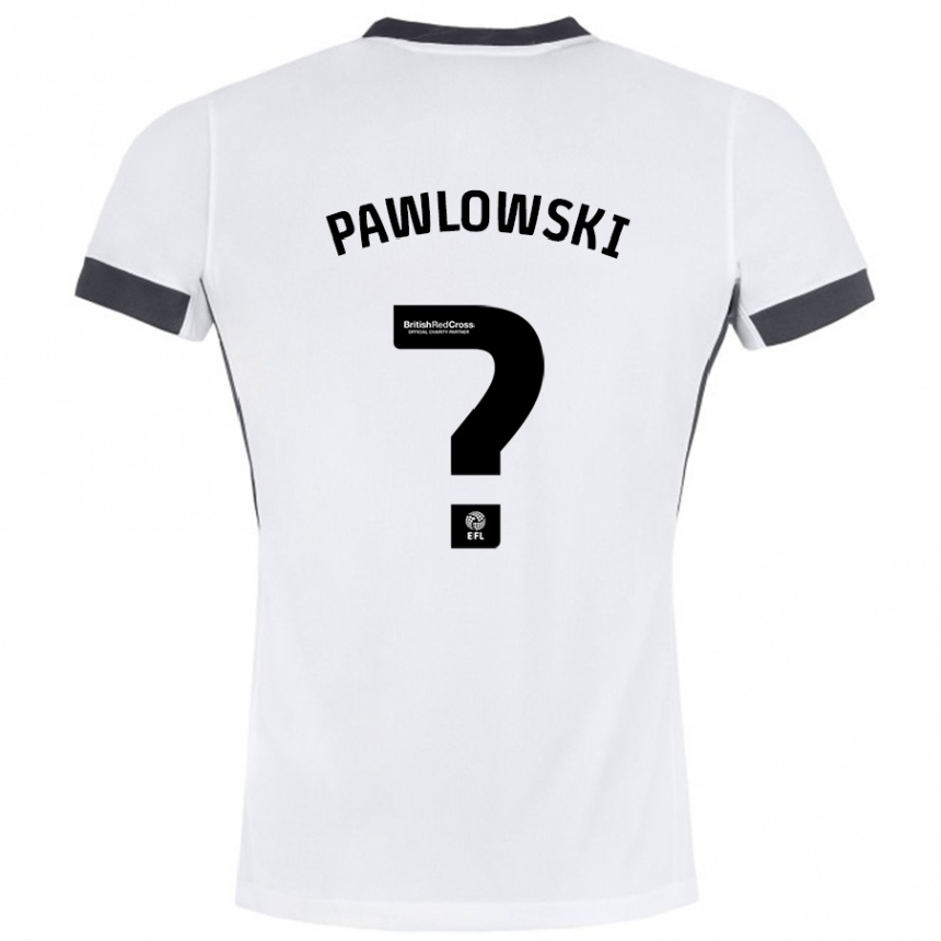 Vaikiškas Jakub Pawlowski #0 Balta Juoda Išvykos Marškinėliai 2024/25 T-Shirt