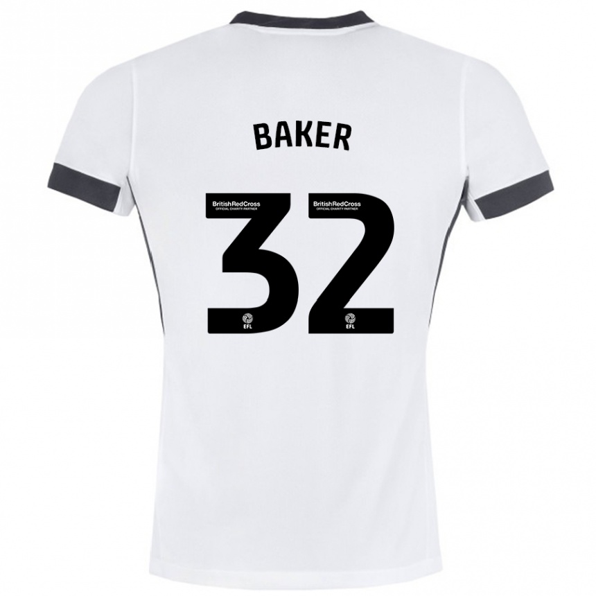 Vaikiškas Ava Baker #32 Balta Juoda Išvykos Marškinėliai 2024/25 T-Shirt