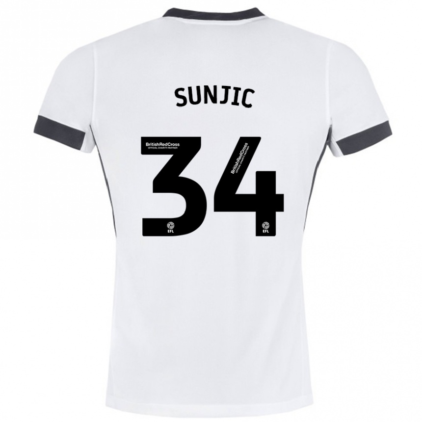 Vaikiškas Ivan Sunjic #34 Balta Juoda Išvykos Marškinėliai 2024/25 T-Shirt