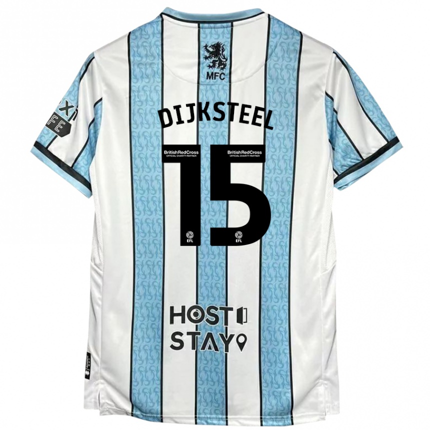 Vaikiškas Anfernee Dijksteel #15 Balta Mėlyna Išvykos Marškinėliai 2024/25 T-Shirt