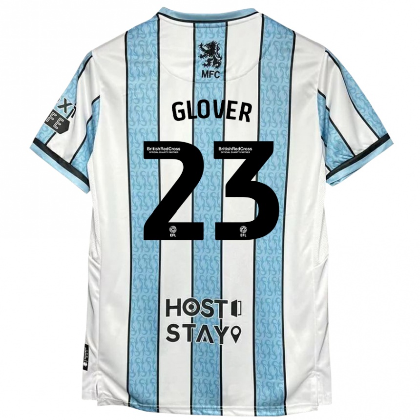 Vaikiškas Tom Glover #23 Balta Mėlyna Išvykos Marškinėliai 2024/25 T-Shirt