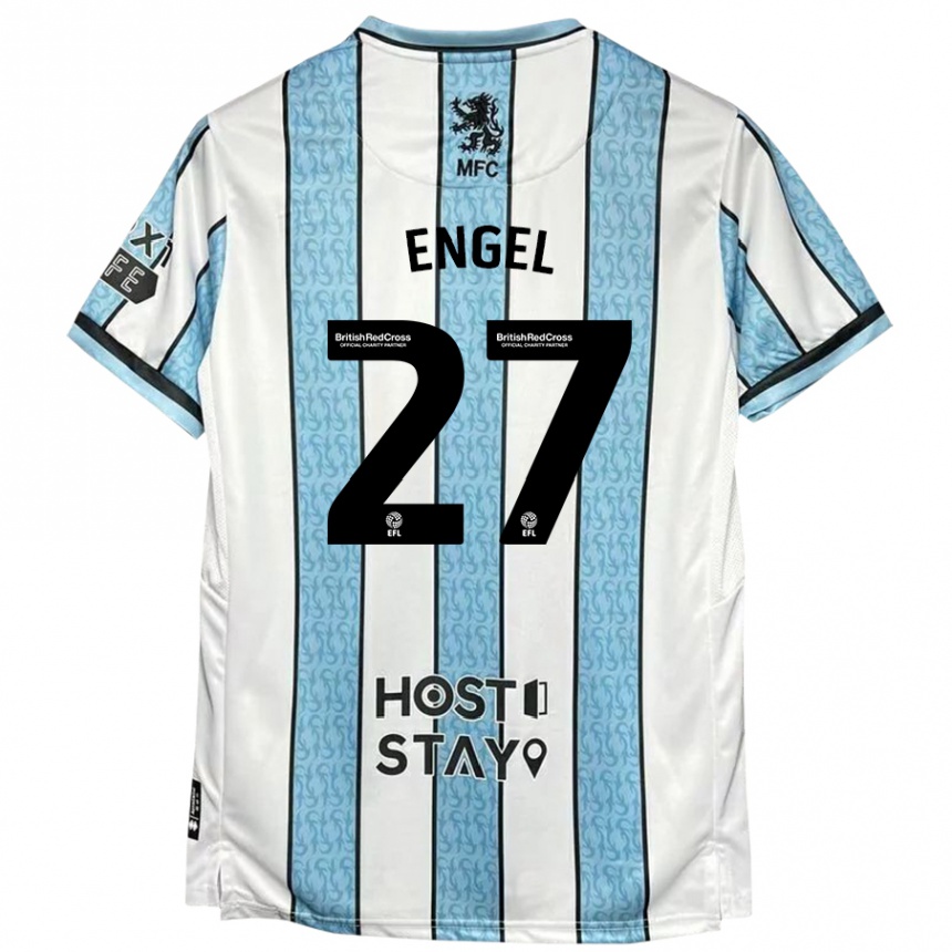 Vaikiškas Lukas Engel #27 Balta Mėlyna Išvykos Marškinėliai 2024/25 T-Shirt