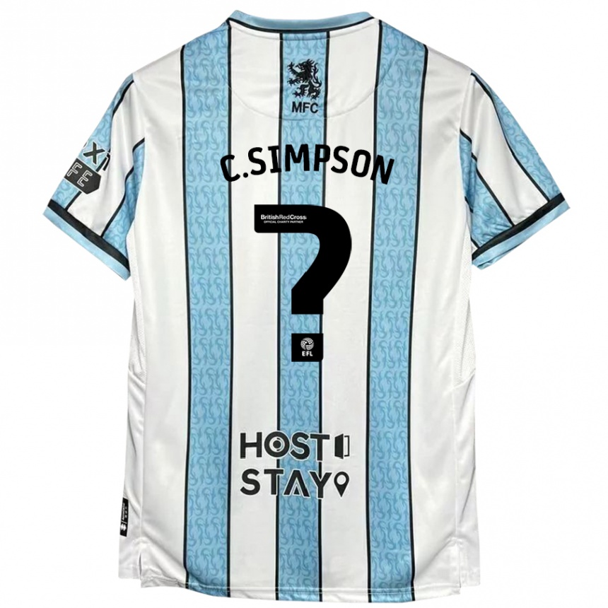 Vaikiškas Cameron Simpson #0 Balta Mėlyna Išvykos Marškinėliai 2024/25 T-Shirt