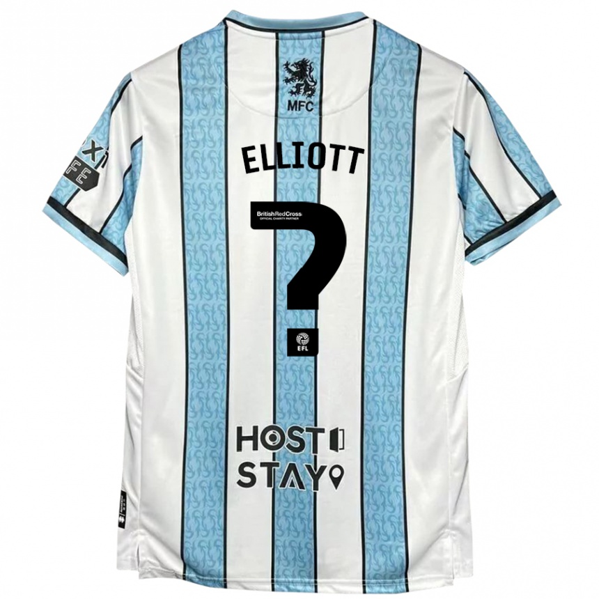 Vaikiškas Felix Elliott #0 Balta Mėlyna Išvykos Marškinėliai 2024/25 T-Shirt