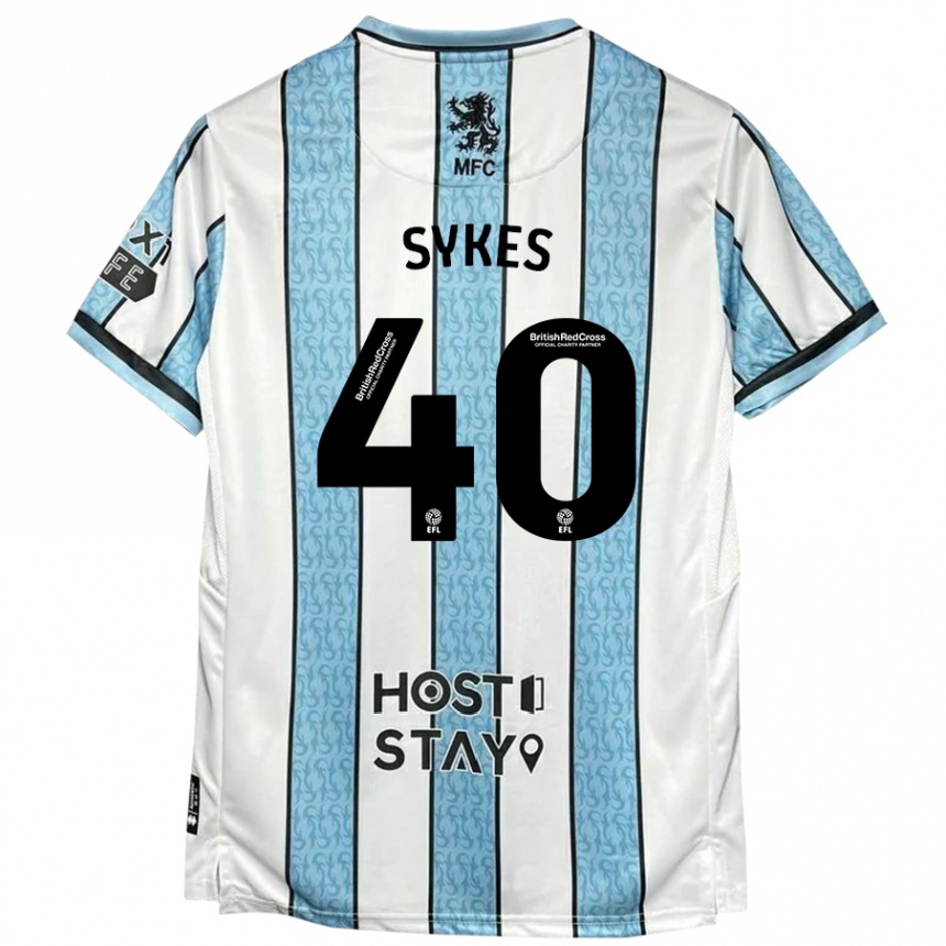 Vaikiškas Cain Sykes #40 Balta Mėlyna Išvykos Marškinėliai 2024/25 T-Shirt