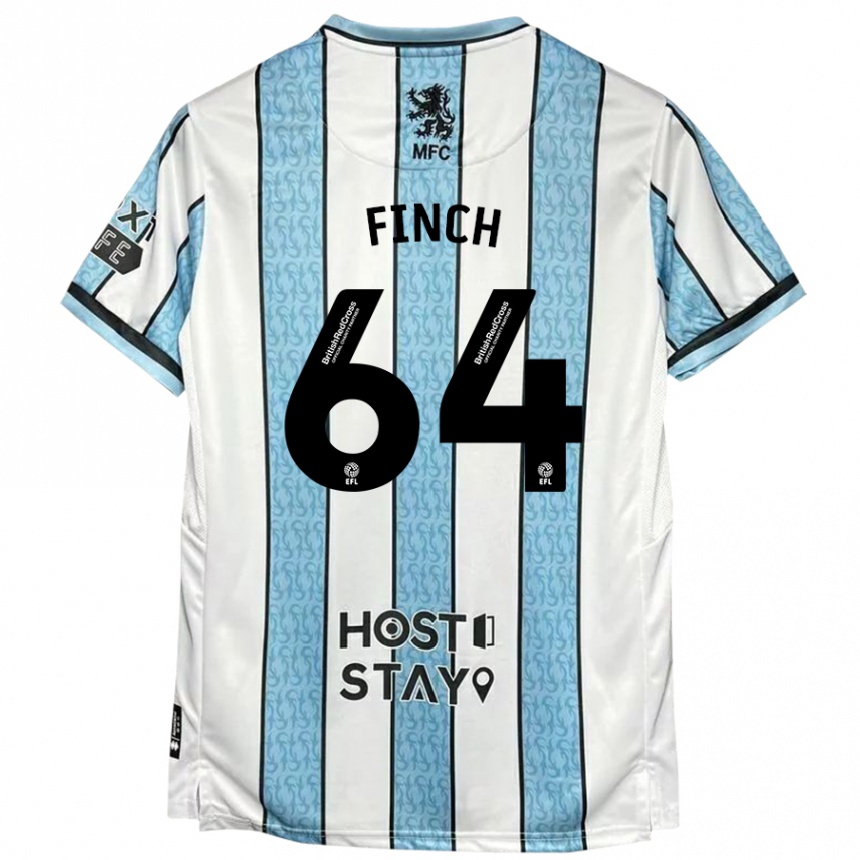 Vaikiškas Sonny Finch #64 Balta Mėlyna Išvykos Marškinėliai 2024/25 T-Shirt