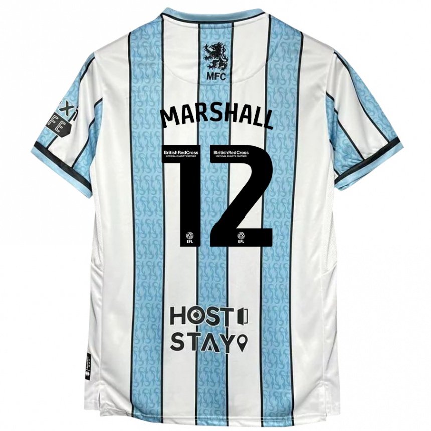 Vaikiškas Eve Marshall #12 Balta Mėlyna Išvykos Marškinėliai 2024/25 T-Shirt