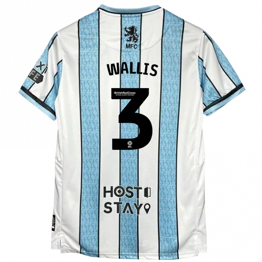 Vaikiškas Emma Wallis #3 Balta Mėlyna Išvykos Marškinėliai 2024/25 T-Shirt