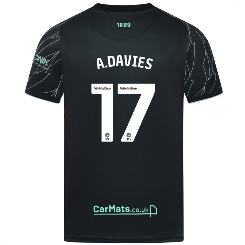 Vaikiškas Adam Davies #17 Juoda Žalia Išvykos Marškinėliai 2024/25 T-Shirt