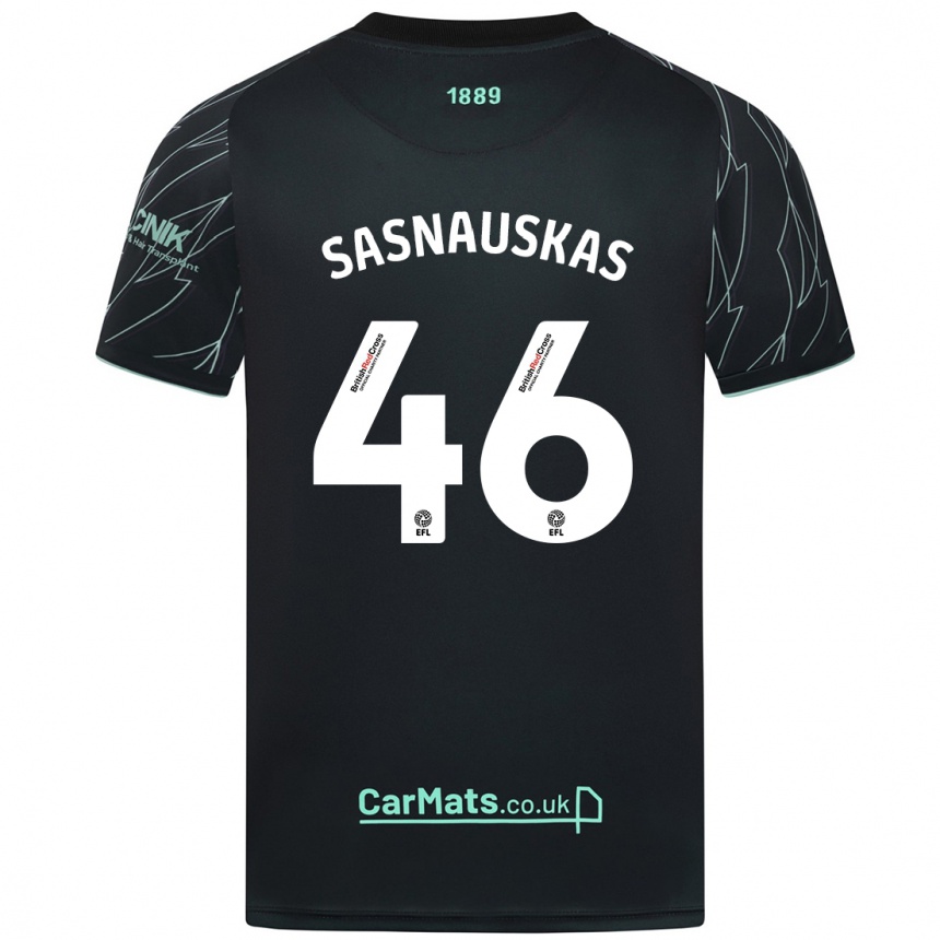 Vaikiškas Dovydas Sasnauskas #46 Juoda Žalia Išvykos Marškinėliai 2024/25 T-Shirt