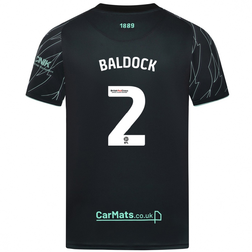 Vaikiškas George Baldock #2 Juoda Žalia Išvykos Marškinėliai 2024/25 T-Shirt