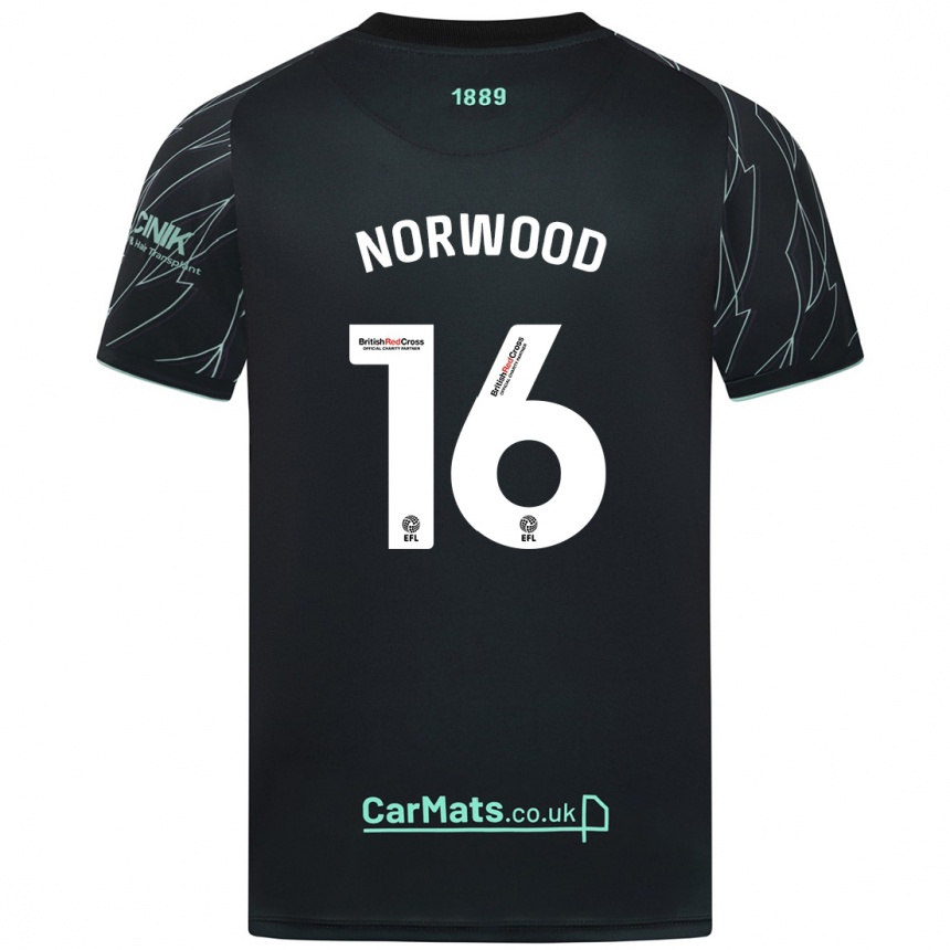 Vaikiškas Oliver Norwood #16 Juoda Žalia Išvykos Marškinėliai 2024/25 T-Shirt