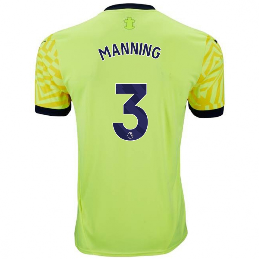 Vaikiškas Ryan Manning #3 Geltona Išvykos Marškinėliai 2024/25 T-Shirt