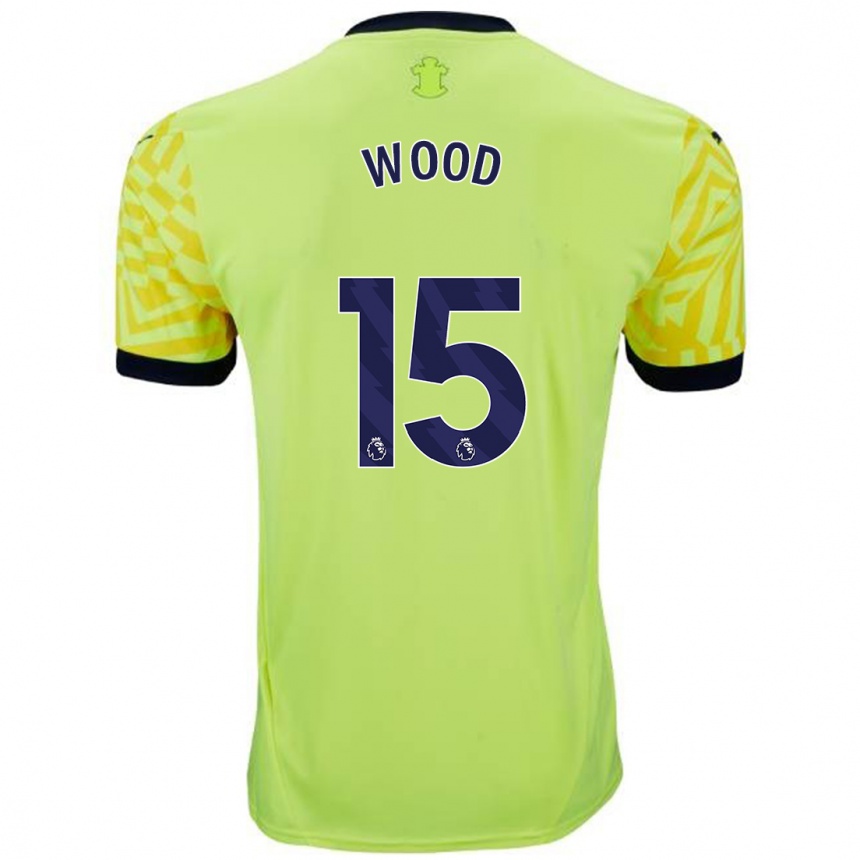 Vaikiškas Nathan Wood #15 Geltona Išvykos Marškinėliai 2024/25 T-Shirt