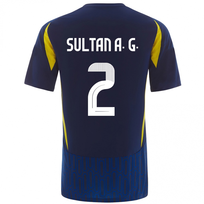 Vaikiškas Sultan Al-Ghannam #2 Mėlyna Geltona Išvykos Marškinėliai 2024/25 T-Shirt