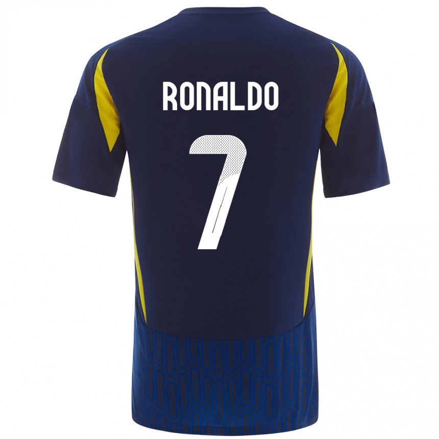 Vaikiškas Cristiano Ronaldo #7 Mėlyna Geltona Išvykos Marškinėliai 2024/25 T-Shirt