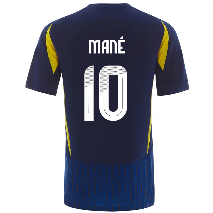 Vaikiškas Sadio Mane #10 Mėlyna Geltona Išvykos Marškinėliai 2024/25 T-Shirt