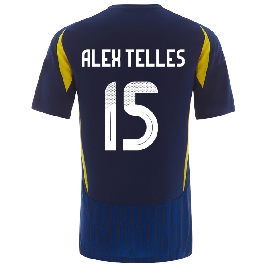 Vaikiškas Alex Telles #15 Mėlyna Geltona Išvykos Marškinėliai 2024/25 T-Shirt