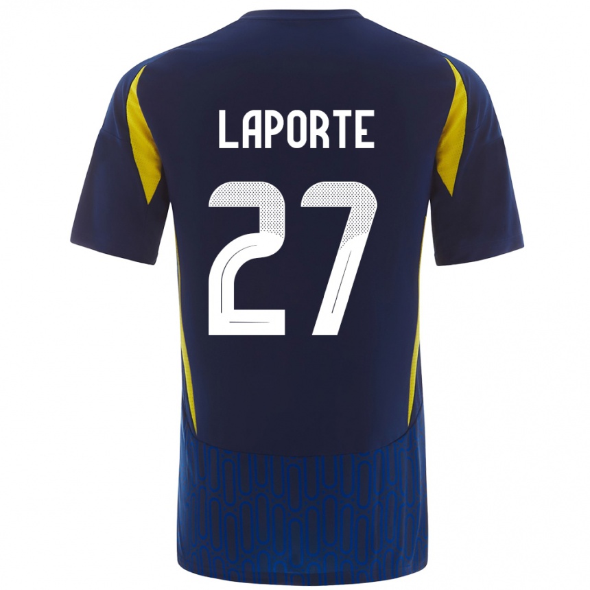 Vaikiškas Aymeric Laporte #27 Mėlyna Geltona Išvykos Marškinėliai 2024/25 T-Shirt