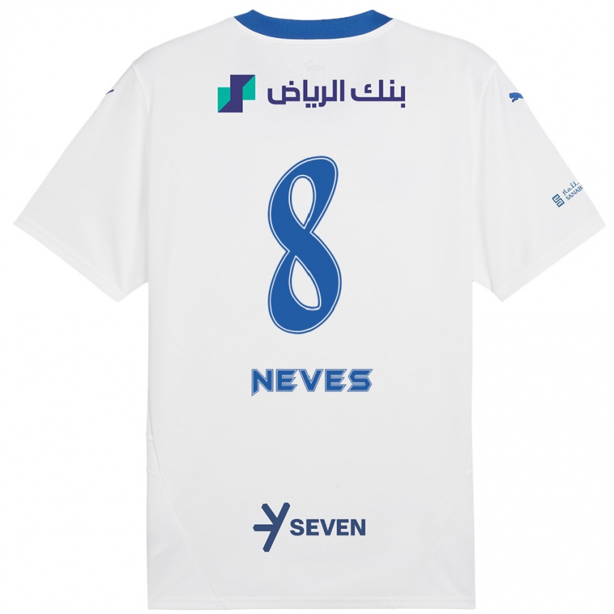 Vaikiškas Rúben Neves #8 Balta Mėlyna Išvykos Marškinėliai 2024/25 T-Shirt