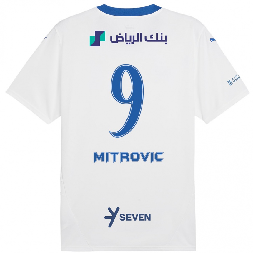 Vaikiškas Aleksandar Mitrovic #9 Balta Mėlyna Išvykos Marškinėliai 2024/25 T-Shirt