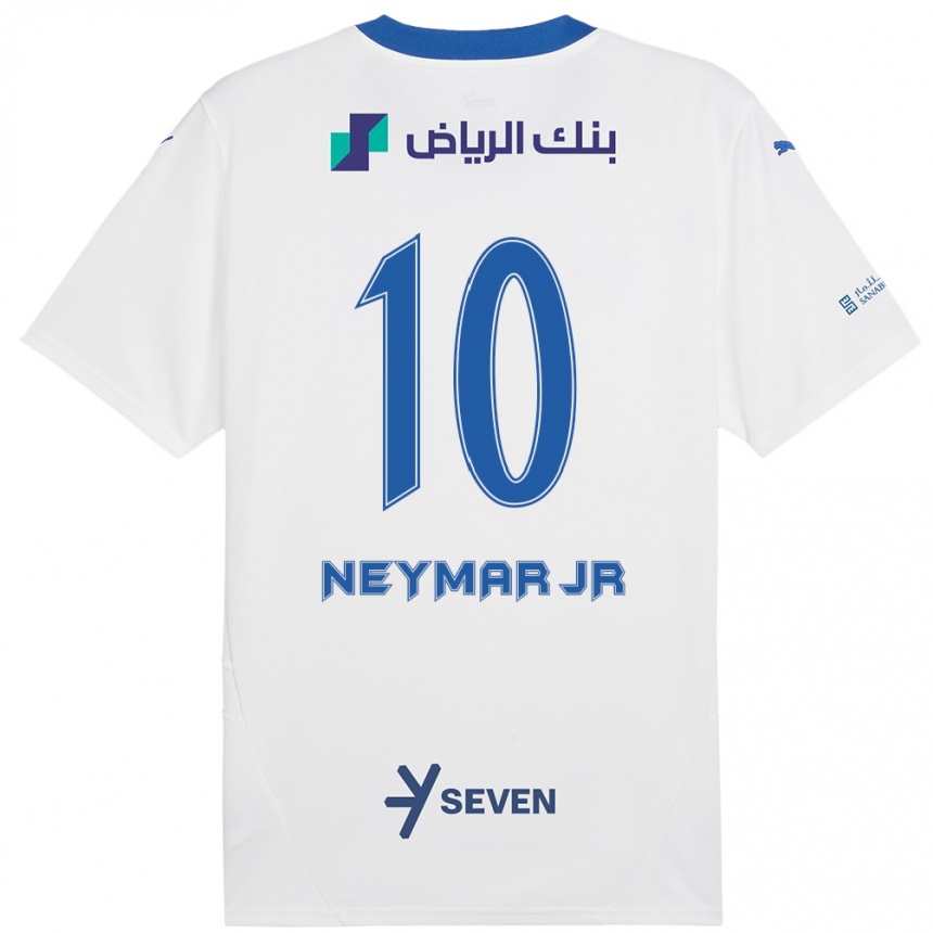 Vaikiškas Neymar #10 Balta Mėlyna Išvykos Marškinėliai 2024/25 T-Shirt