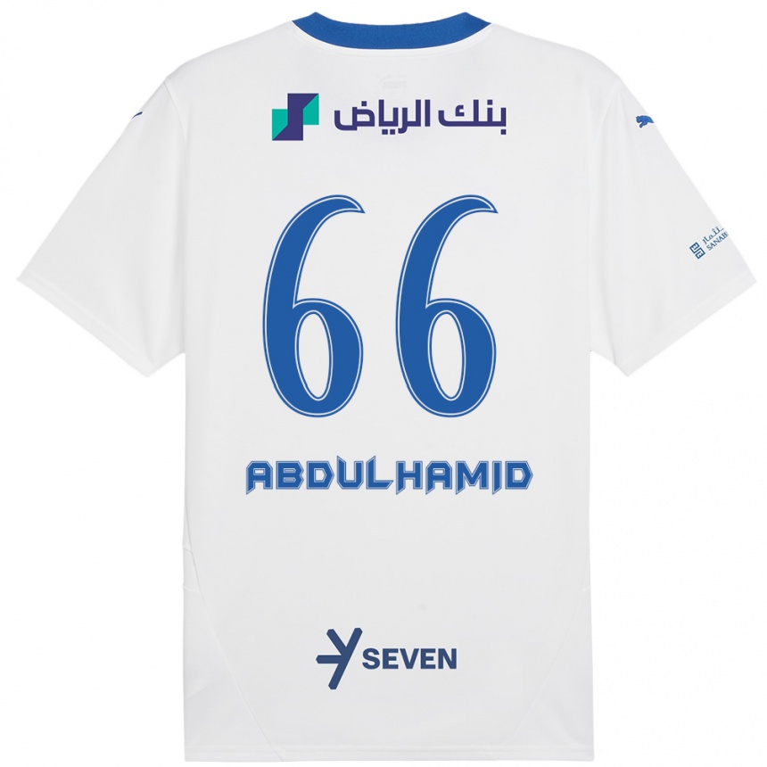 Vaikiškas Saud Abdulhamid #66 Balta Mėlyna Išvykos Marškinėliai 2024/25 T-Shirt