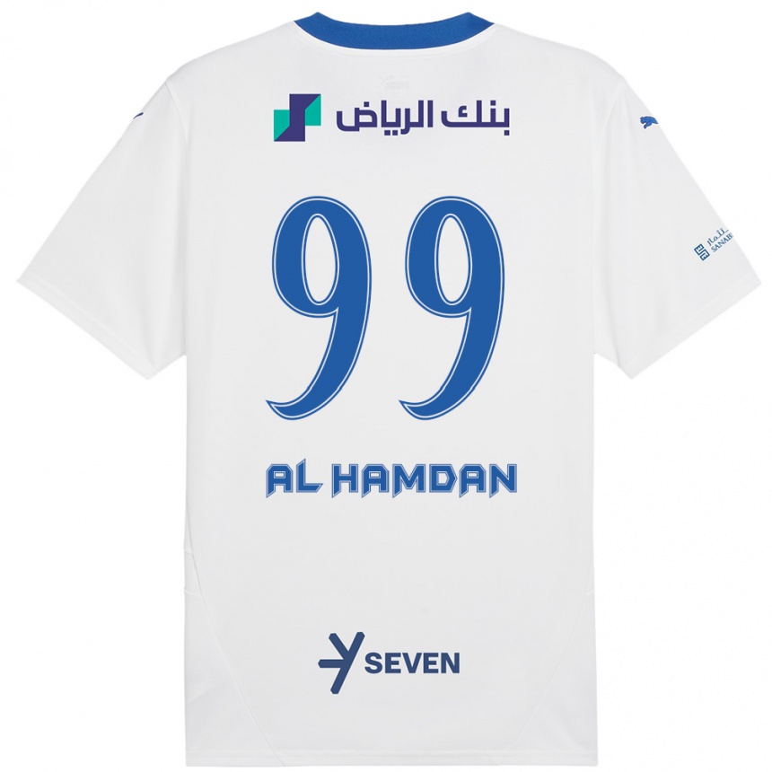 Vaikiškas Abdullah Al-Hamdan #99 Balta Mėlyna Išvykos Marškinėliai 2024/25 T-Shirt