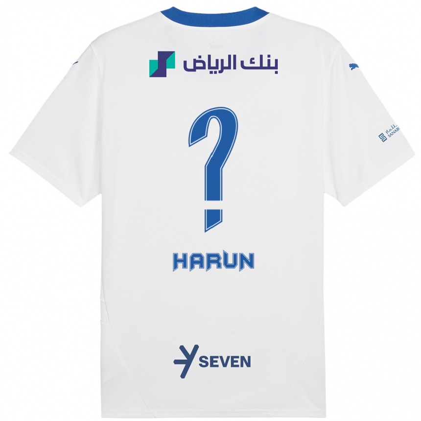 Vaikiškas Saud Harun #0 Balta Mėlyna Išvykos Marškinėliai 2024/25 T-Shirt